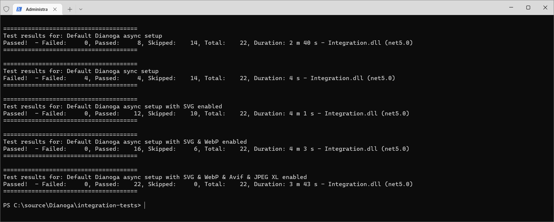 powershell: tests output 