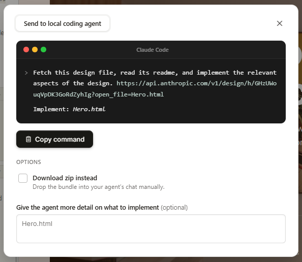 Importing Claude Design output to Claude Code