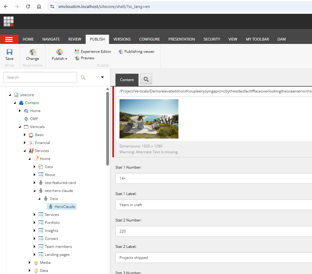 Final Sitecore rendering in place
