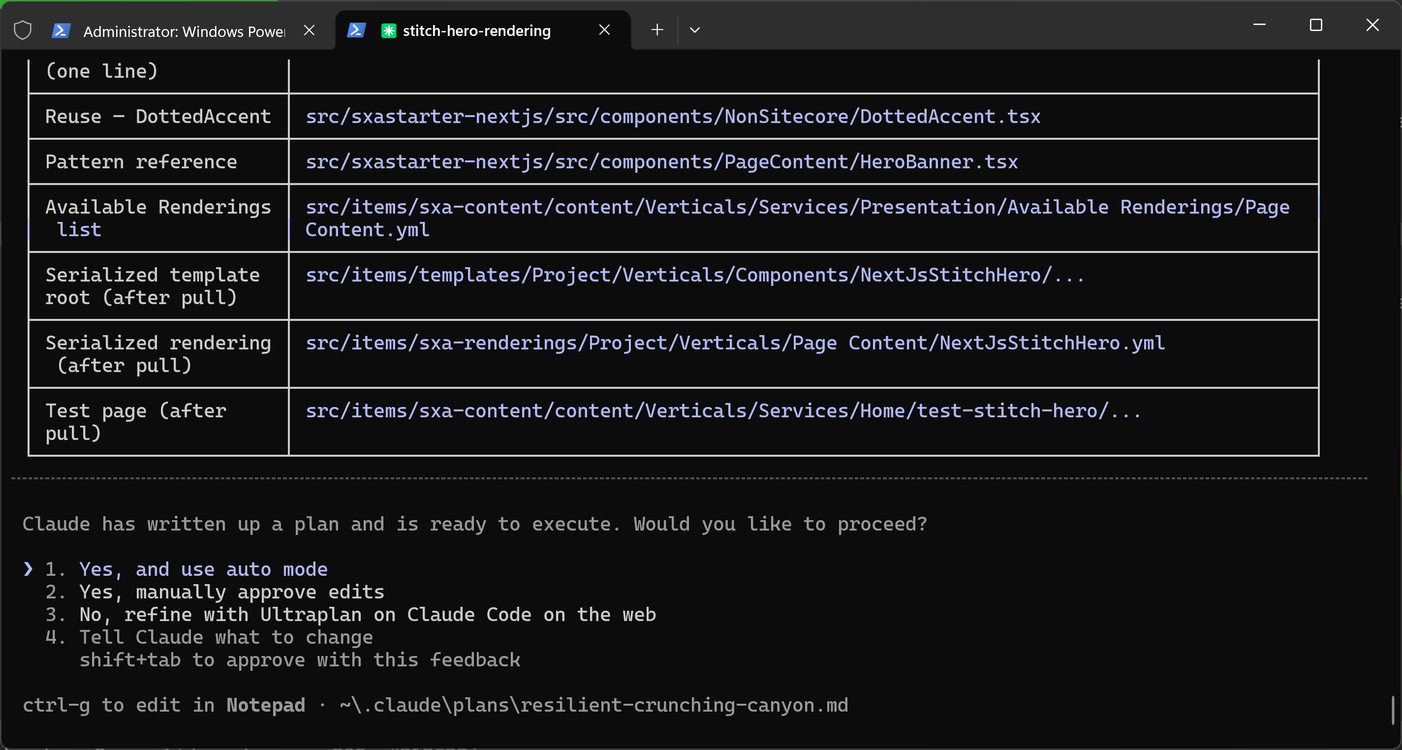 Claude Code generating the Sitecore rendering