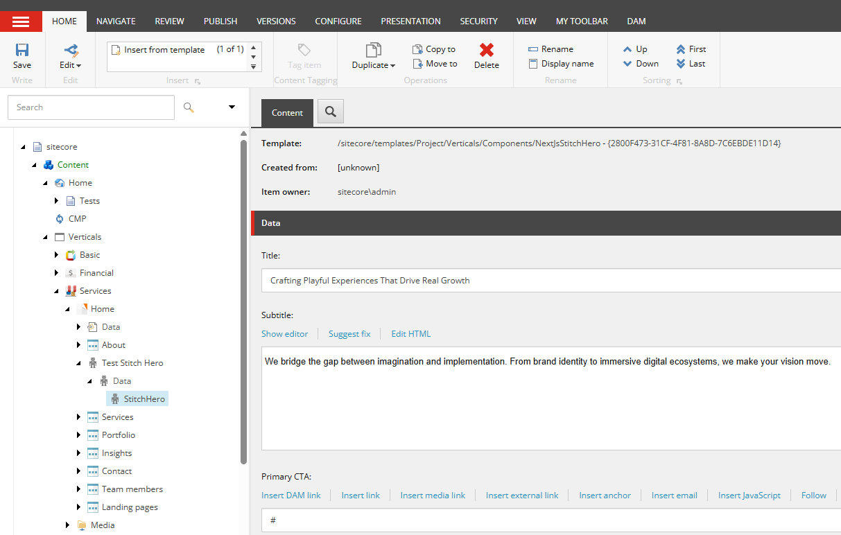 Sitecore rendering preview on the test page