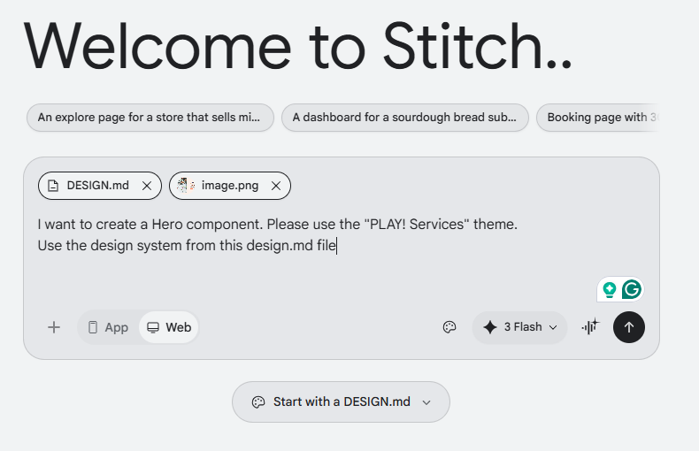 Adding screenshot reference in Stitch