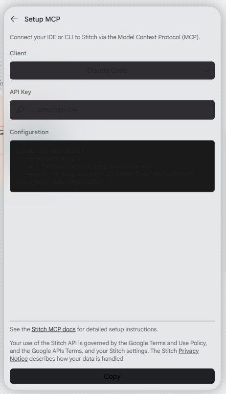 Stitch MCP server configuration