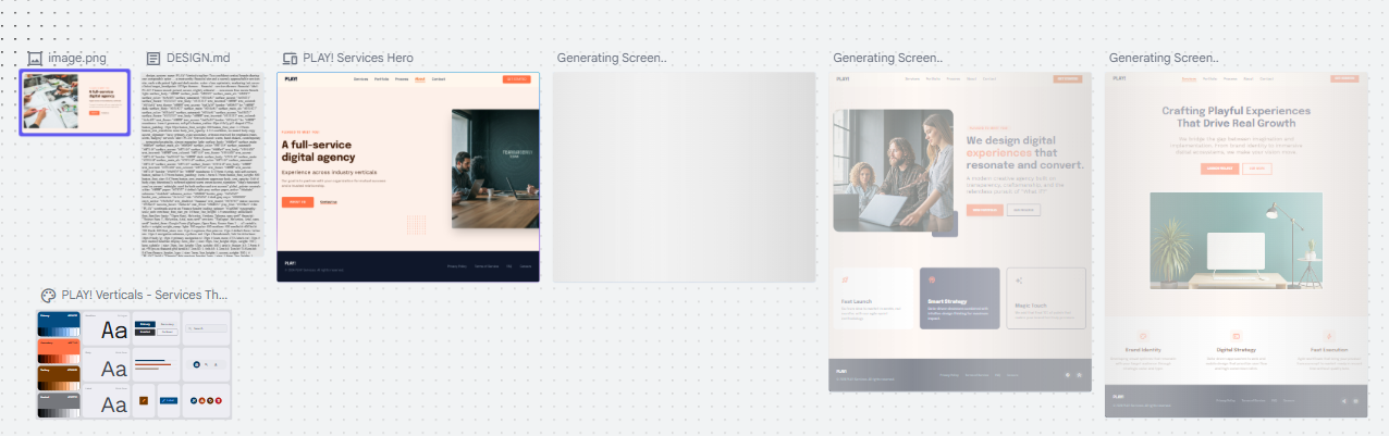 Multiple Stitch variants on the canvas
